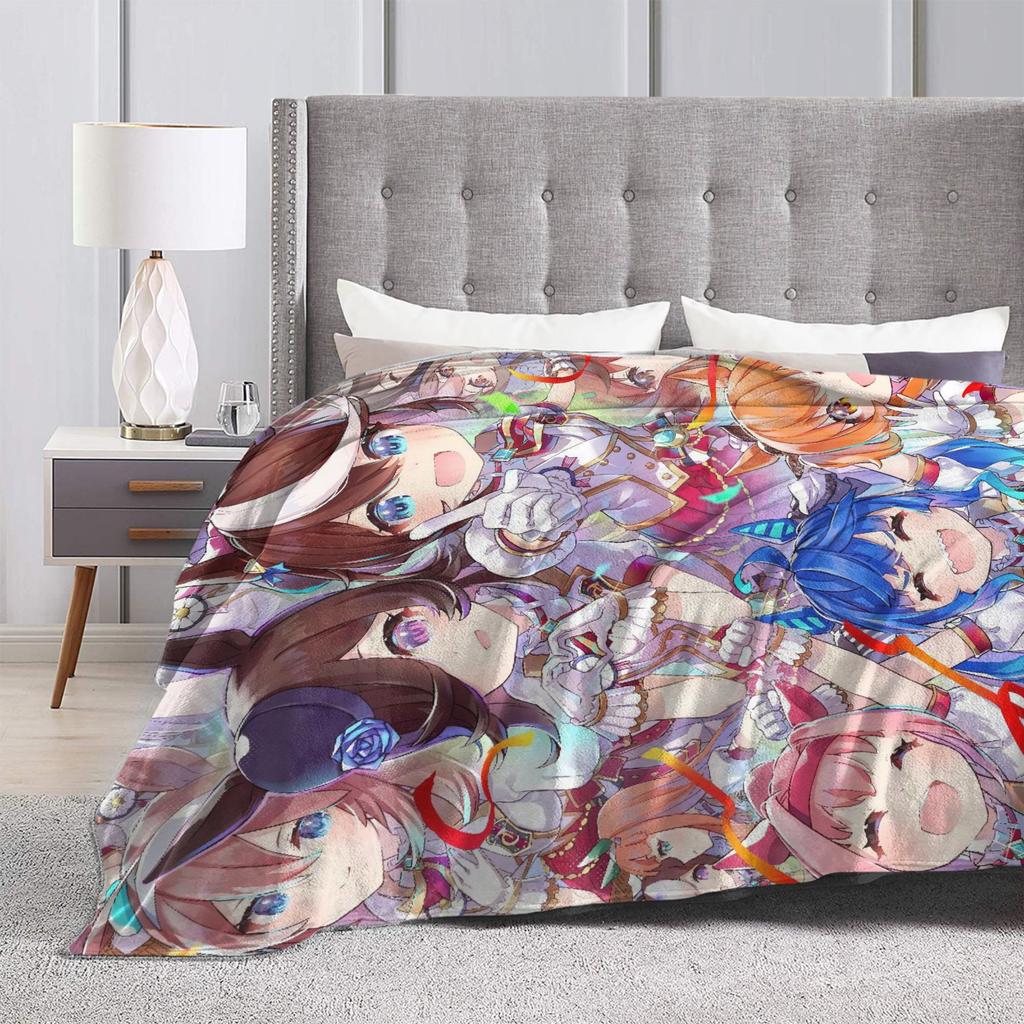 Uma Musume Pretty Derby Blanket Flannel Winter Breathable Lightweight Thin Throw Blanket for Bedding Travel Plush Thin Quilt