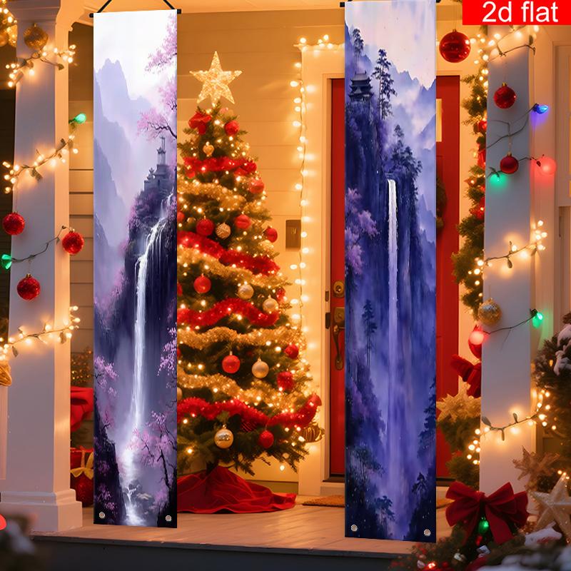 2pcs Chinese New Year & Birthday Cherry Blossom Waterfall Traditional Door Coupl #1218