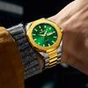 BANGWEI Luxury Men Watch Business Fashion Golden Green Stainless Steel Strap Quartz Watch For Men Date Week Clock+Box