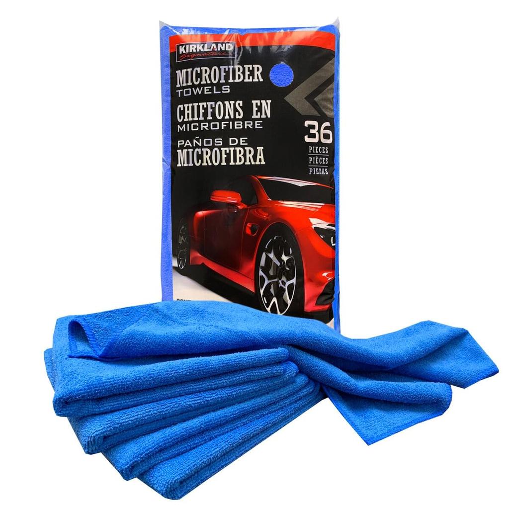 Kirkland Signature Микрофибра x 36 для мытья автомобиля, а также для интерьера и экстерьера, 2 упаковки, Синий, 1397553, Плотные, Для протирки, (2, Синий) [Использовал]