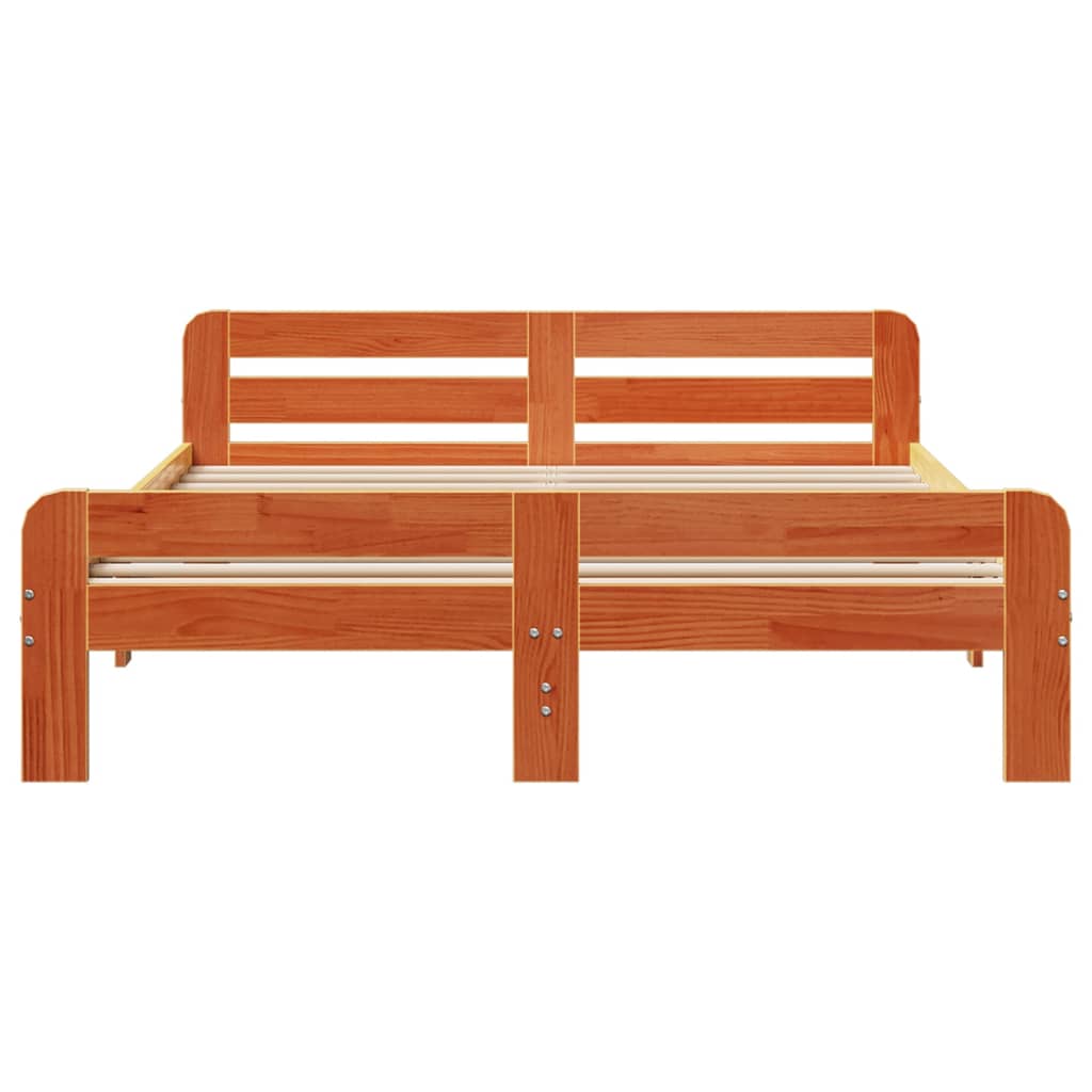Solid Wood Bed Frame without Mattress Wax Brown 140x200 cm Pine Wood