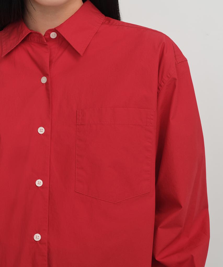 MUSINSA STANDARD WOMAN Women'S Oversized Washed Poplin Shirt [Red]