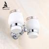 Cup & Tumbler Holders Crystal Brass Ceramic Cup Bathroom Accessories Chrome Double Tumbler Holders Toothbrush Cup Holders HK-32