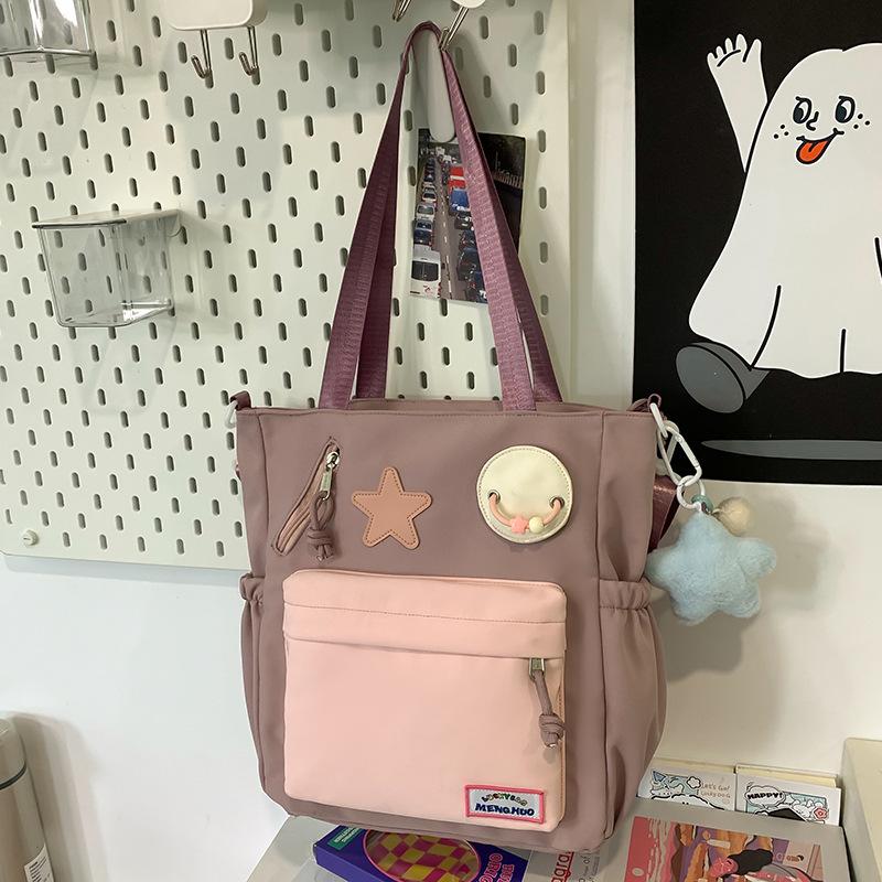 Tutorial Bag Tutorial Bag Carrying Book Bag Girls and Children Primary School Students Contrasted Color Handbag One Shoulder Crossbody Bag