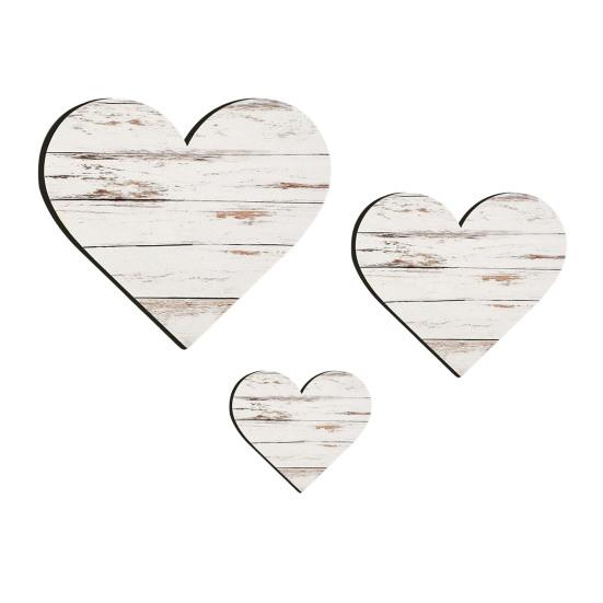3 Pcs Wooden Heart Wall Decor Vintage Heart Shaped Wall Sign Rustic Hanging Love Plaque for Kitchen Bedroom Bathroom Living Room Farmhouse