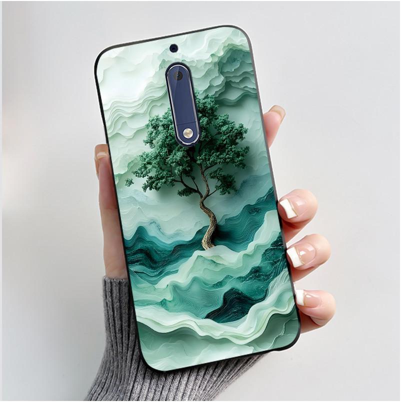 Чехол Для Nokia 5 Эстетичный Модный Милый Кот Мультяшный Черный Мягкий ТПУ Чехол для Телефона Для Nokia 5 Чехол-Бампер TA-1053 TA-1024