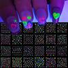 24 Sheets 3D Glow In The Dark Neon Nail Stickers Glittery Glossy Self-Adhesive Nail Art Stickers Butterfly Flower Nail Decoration for Women Girl DIY