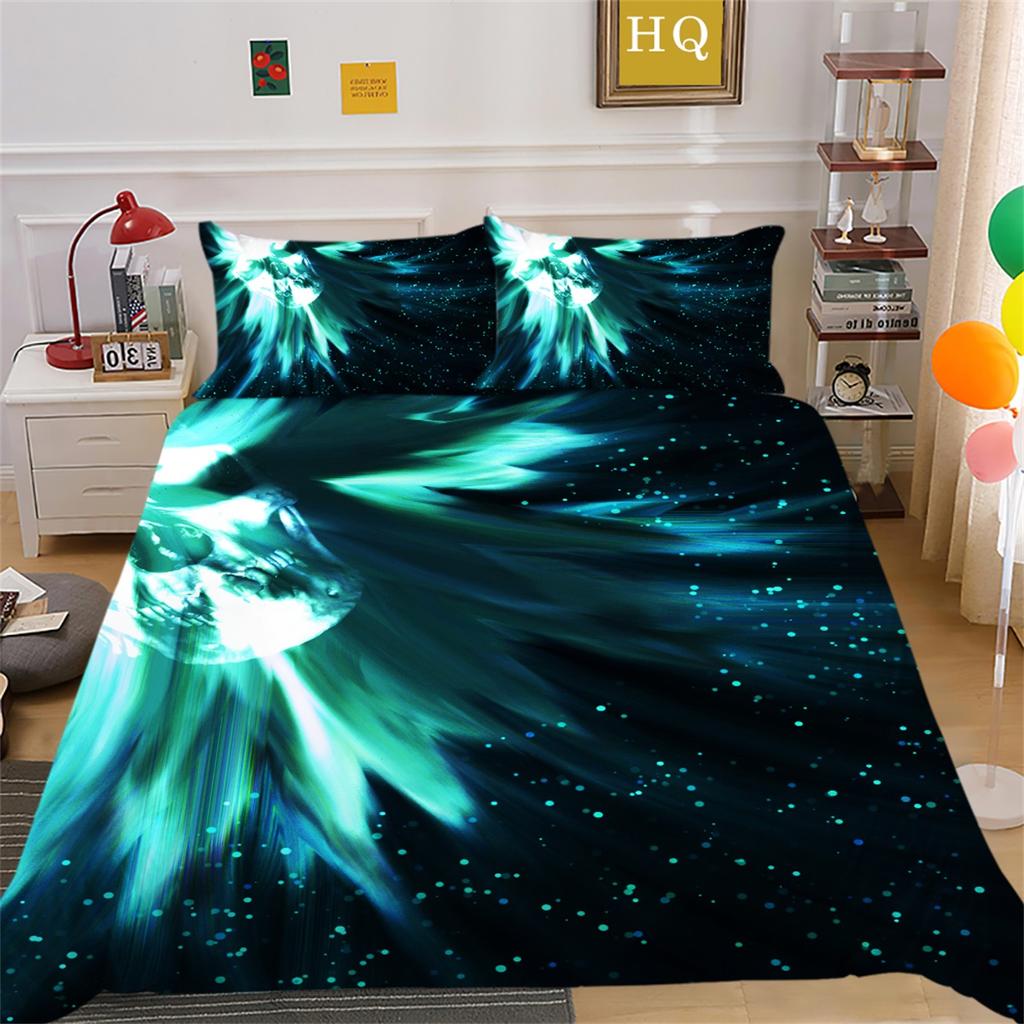 3D Horror Patterned Printed Bedding Set with Skull Head Pattern Down Duvet and Pillowcase 2/3 Pieces Halloween Festive Atmosphere Home Decoration