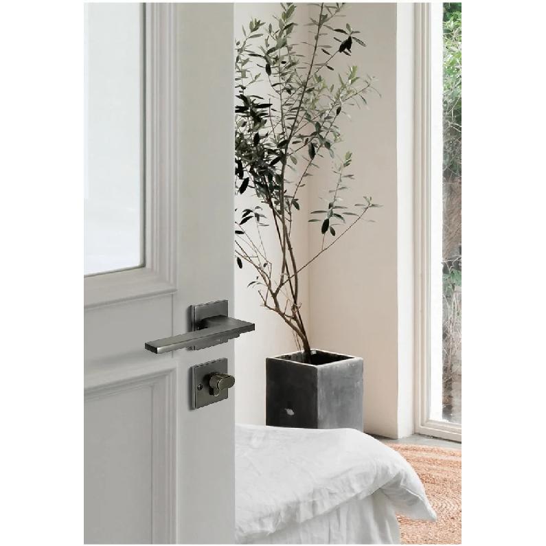 1 set of indoor silent door lock aluminum alloy Nordic minimalist bedroom split wooden door handle lock with key included