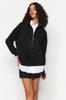 Women's Fashionable Stylish Sweatshirt Black Oversize Wide Fit Half Zipper Thick Inside Fleece Knitted Sweatshirt