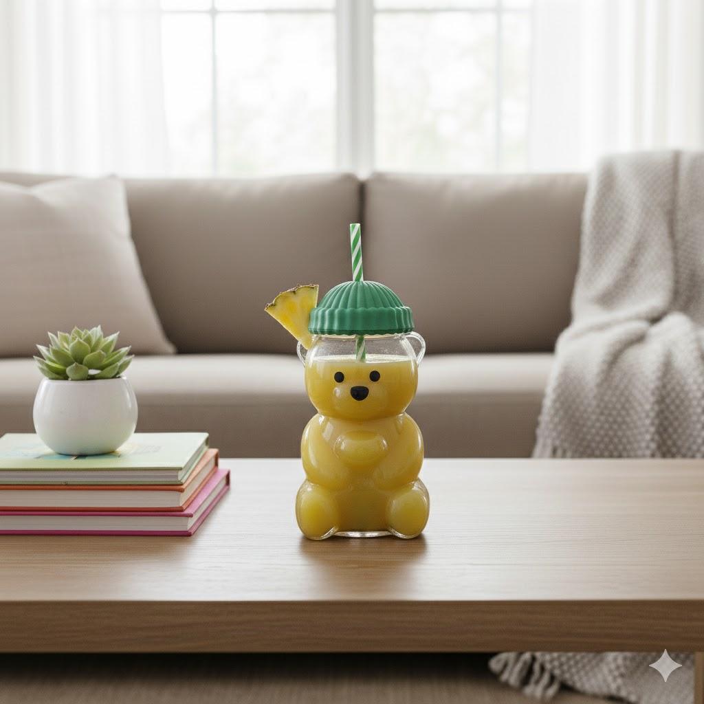 Bear shaped glass drink cup Tabletop ornament