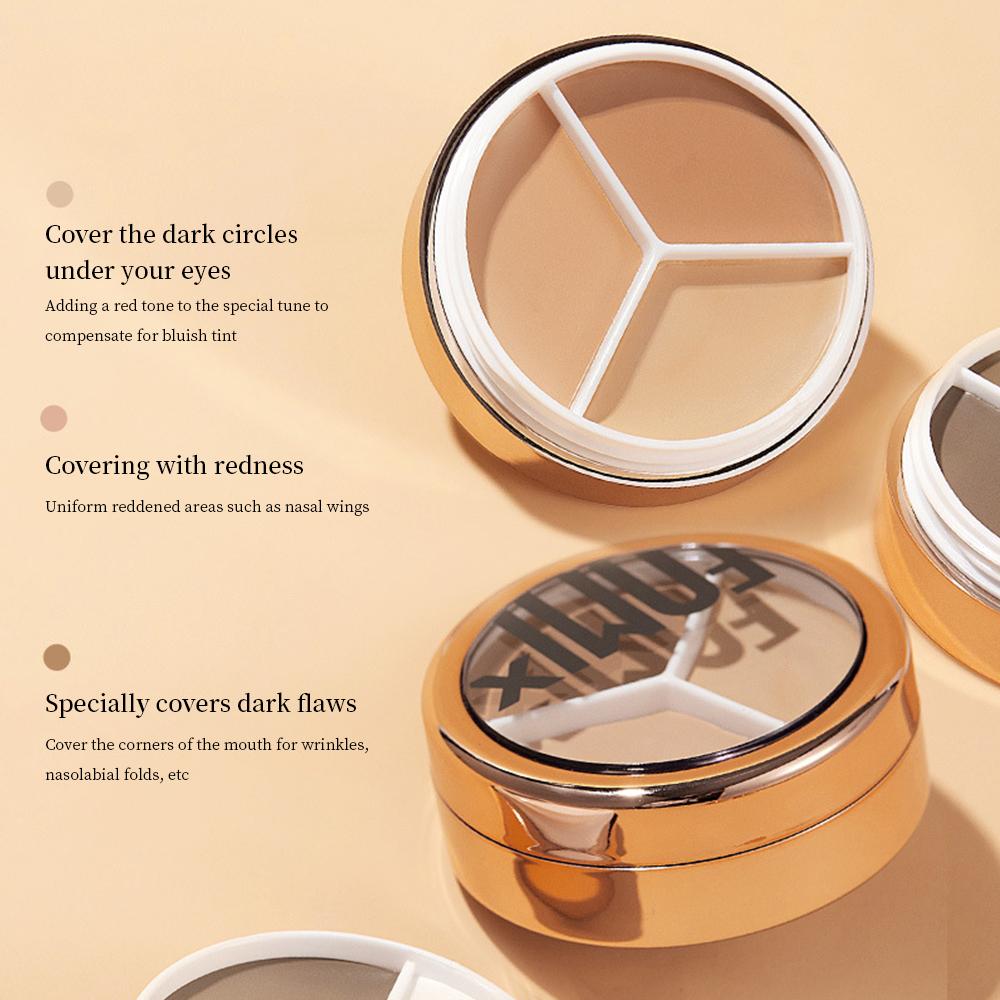 Contour Highlight Three-color Concealer Lasting Cover Blemishes, Acne Scars, Dark Circles, Eye Bags, Foundation Cream Makeup