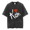 Korn Follow The Leader 20Th Anniversary Washed T Shirt Metal Gothic Rock Band T Shirts Men Vintage Oversized T-shirt Streetwear