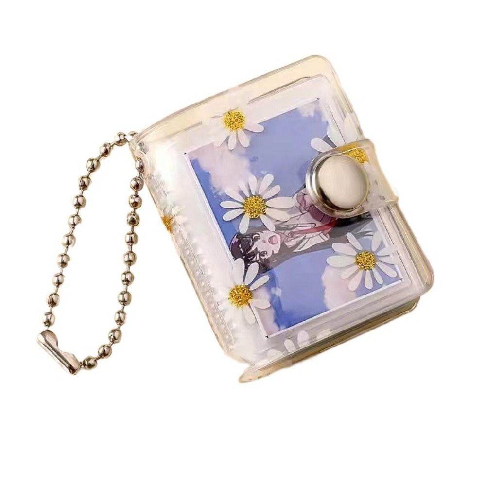 With Buckle Daisy Photo Album Thickened Pocket Keychain Album Mini Card Holder  Birthday Gift