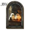 Spooky Halloween Wall Hanging Vintage Arch Wooden Sign, Gothic Ghost Decor Retro Arched Sign with Bracket, Rustic Dark Aesthetic Home Ornament