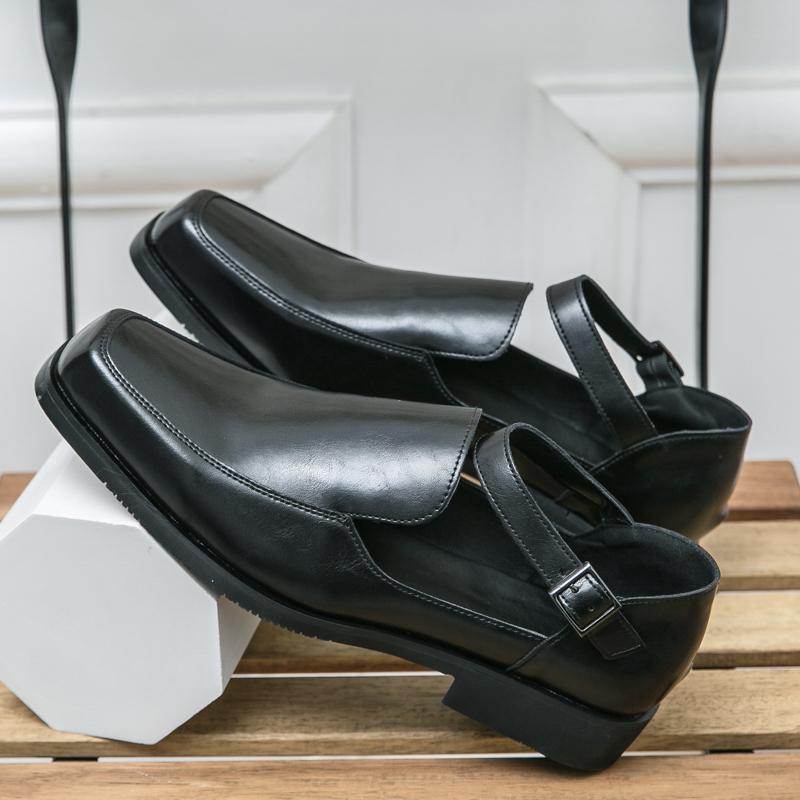 Новые дизайнерские мужские туфли из натуральной кожи, полутапочки с квадратным носком, дышащие мужские сандалии, модная мужская повседневная обувь