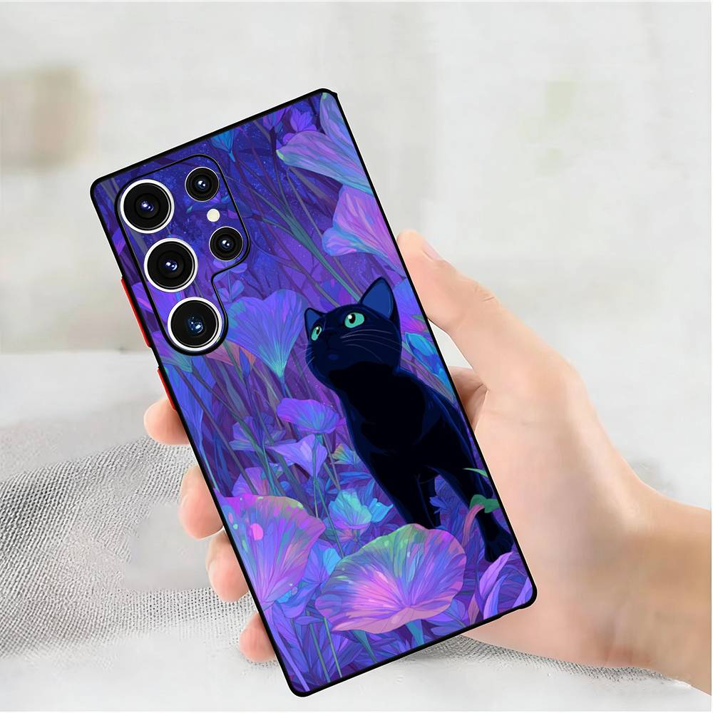 Силиконовый чехол для телефона с принтом черного кота для Samsung Galaxy S 24,22,20,23,21,20 Ultra Plus Lite 5G