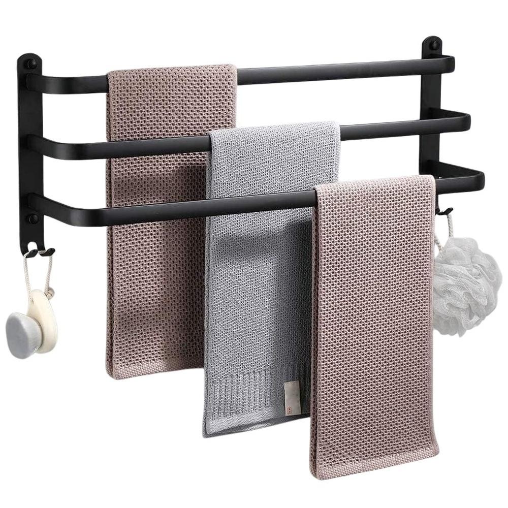 Black aluminum towel rack 60 cm
