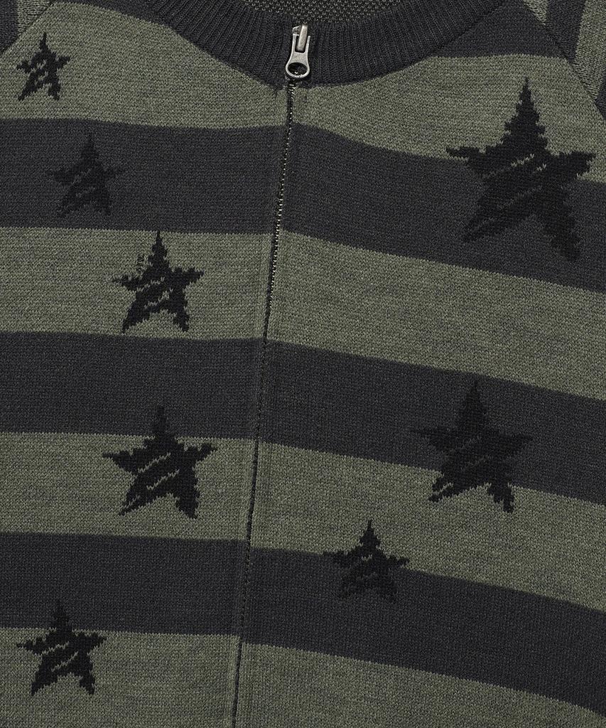 ISTKUNST Star Stripe Raglan Knit Zip Up_Charcoal(Ik2Ffmk685A)