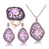 Umcho Oval Nano Pink Moganite Jewelry Sets Gemstone Pendant Necklace Rings Drop Earrings 925 Sterling Silver For Women Best Gift