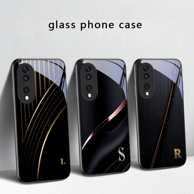 Элегантные буквы 'S M R' Чехол для телефона из стекла For Honor X5 Plus X30 X9c Smart X5b X9a X30 Max X50i 30 Pro 50 Pro 70 90 Smart 200 Lite