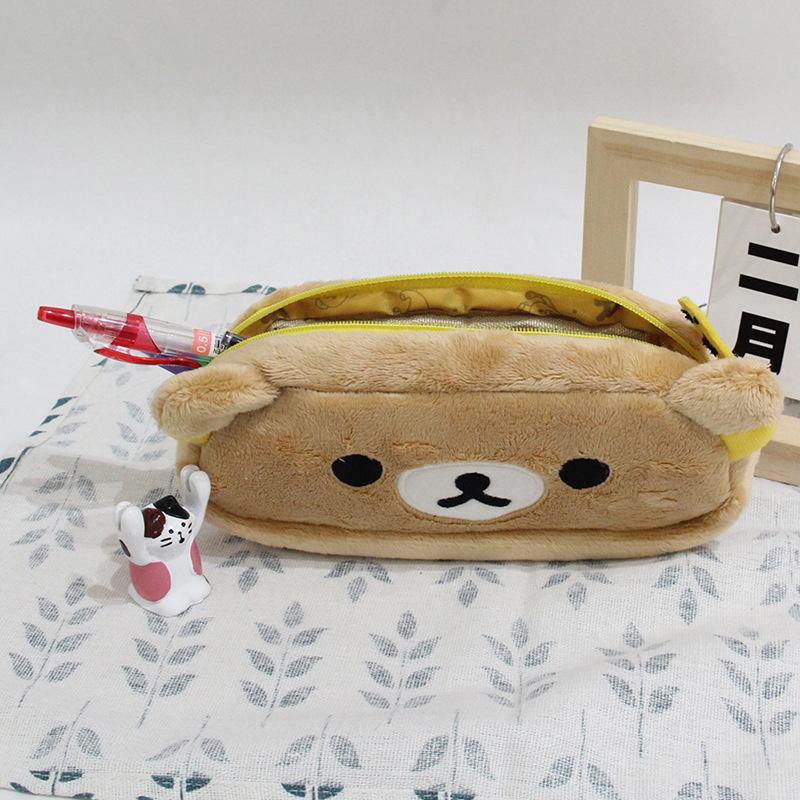 Cute Cartoon Easy Bear Plush Pencil Bag Large Capacity Stationery Storage Bag Gifts