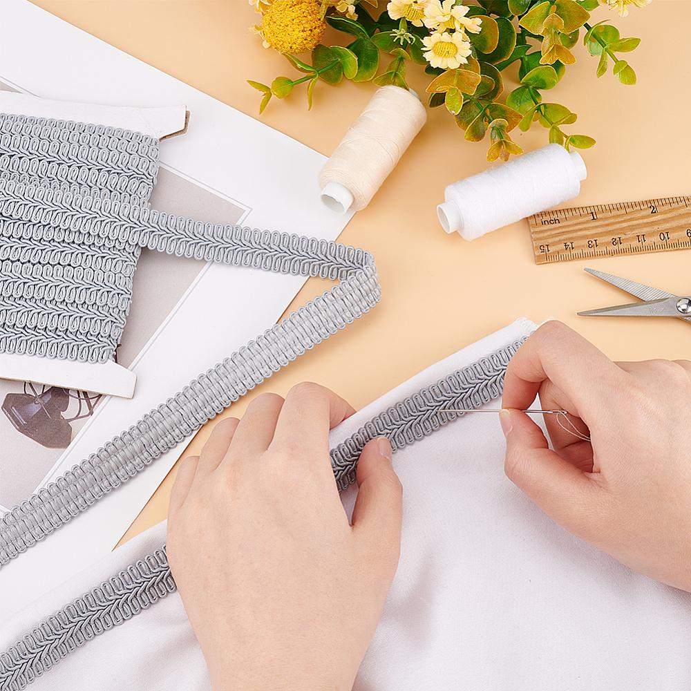 1card Polyester Braided Lace Trim Sewing Centipede Lace Ribbon for Clothes Accessories and Curtains Accessories Gray 5/8 inch(16mm)