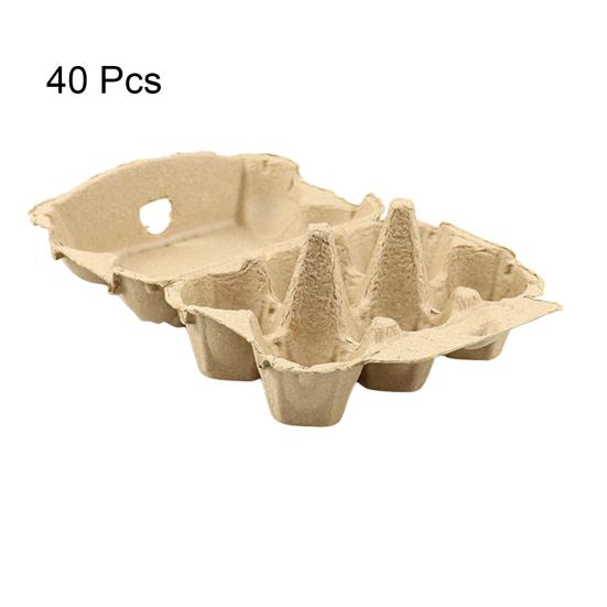 40Pcs Egg Tray Paper Pulp Shock-Proof Design Bulk 6/8/10/12/15 Count Natural Cardboard Egg Cartons Reusable Eco-Friendly Stackable Egg Storage