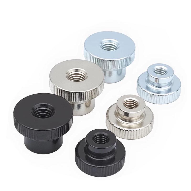 GB806 Knurled Hand-Tightened Double-Layer Nut, Black Zinc Galvanized Nickel-Plated.
