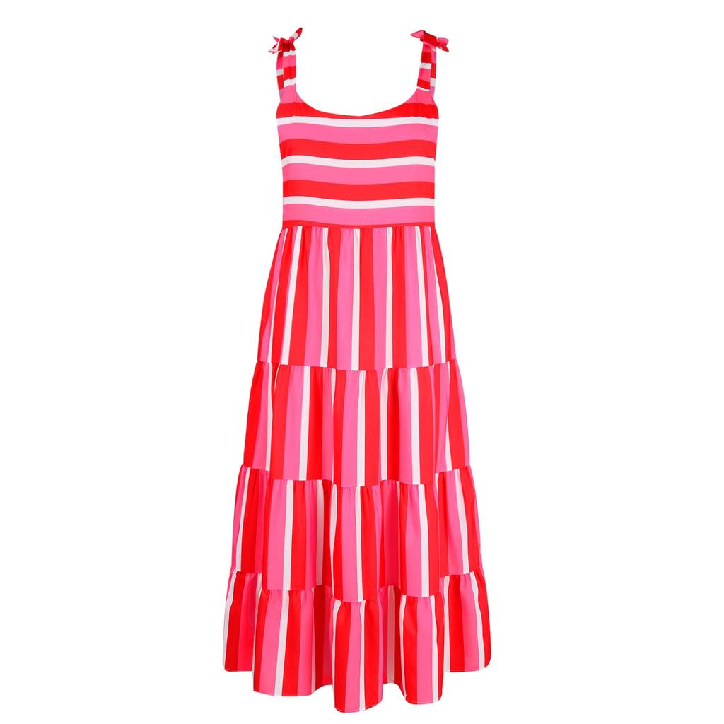 Women Dresses Summer Floral Sleeveless Maxi Dress Casual Spaghetti Strap Tiered Flowy Beach Long Dress