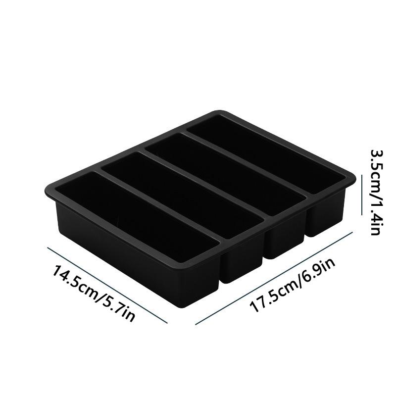 4 Grid Long Strip Ice-tray Ice Cube Tray Long Ice Stick Tray Silicone with Lid Rectangular Easy Release Ice Mold Bar Tools