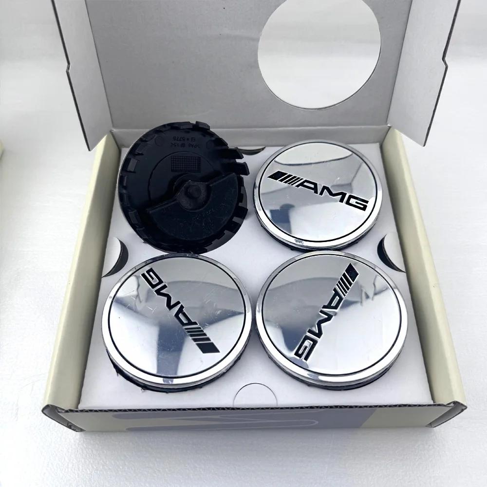 4pcs 75mm Floating car Wheel Center Caps emblem for Mercedes Benz AMG black/silver hub cover wheel parts auto accessories