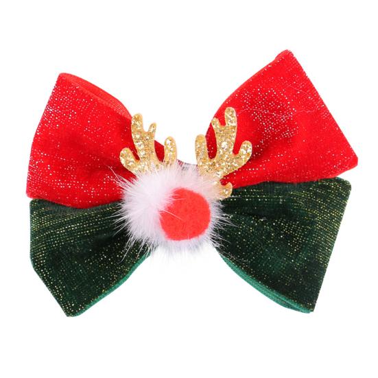 Рождественские заколки для волос, заколка-бант из рогов оленя с меховым шариком, рождественский бант, головной убор для женщин и девочек, праздничный аксессуар для волос