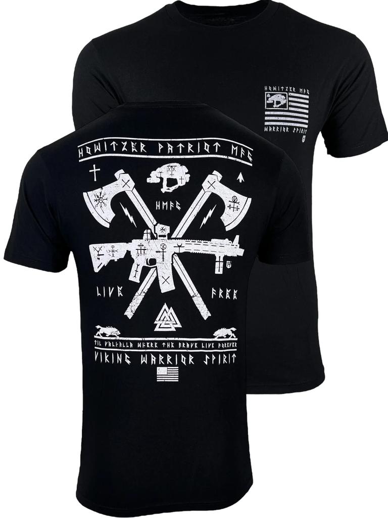 Мужская футболка в стиле гаубицы Viking Warrior Military Grunt MFG Черная Повседневная Хлопковая футболка с круглым вырезом