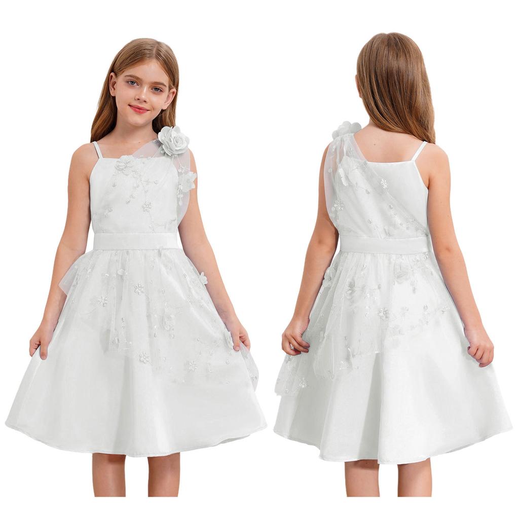 Платье из тюля для девочек на день рождения, украшенное стразами, для свадебной вечеринки, детское синее платье, элегантное шикарное вечернее платье без рукавов с бантом и бретелькой через шею