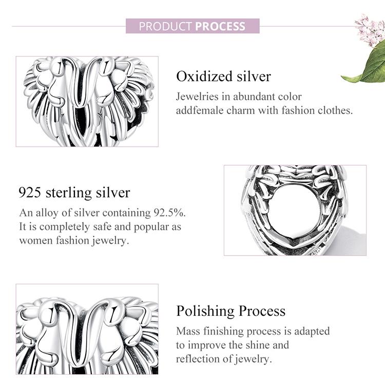 WOSTU Стерлингового серебра 925 пробы, подвеска в форме сердца и крыльев, подвеска из бисера, женский браслет, оригинальный DIY браслет, ювелирное изделие на День Благодарения, подарок