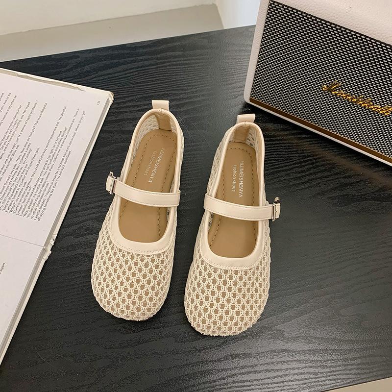 Туфли-сетка с полым плетением, женские летние новые универсальные простые туфли Мэри Джейн с тканым ремешком