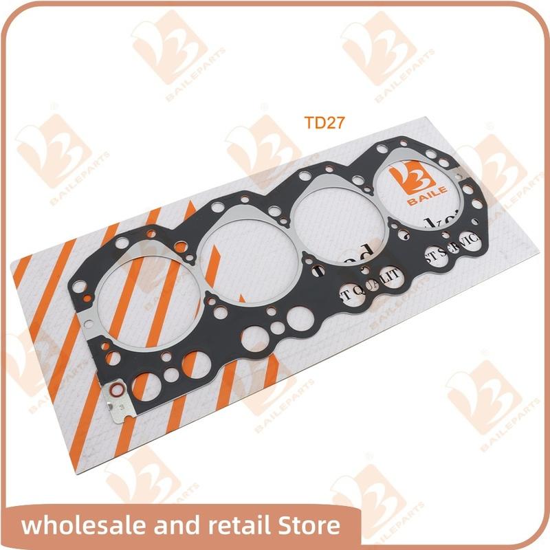 For Nissan TD27 Full Gasket Kit Set 4 Cylinders Piston Ring 96*2.5HK+2+4mm Cylinder Head Gasket Engine Overhaul Rebuild Kit