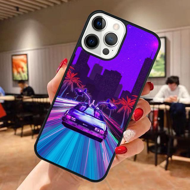 Чехол для телефона в стиле 80-х Retrowave с неоновыми пальмами для iPhone 17 Air 13 12 14 15 16 Чехол для Apple Pro Max Plus