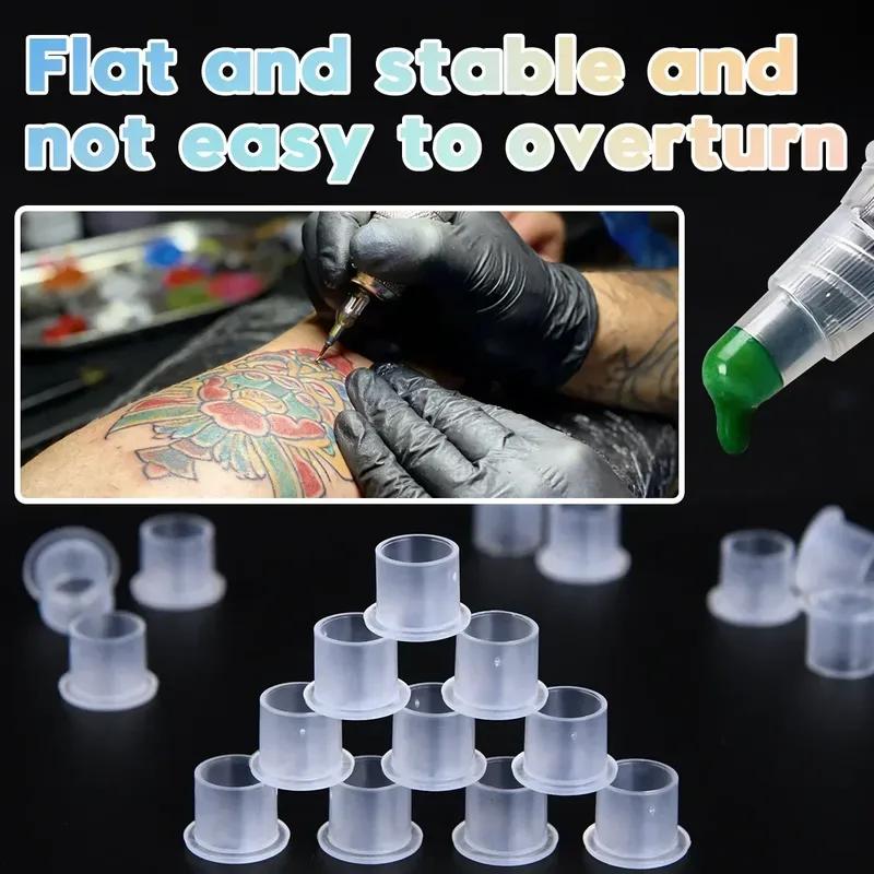 Narkasy Disposable Clear Tattoo Ink Caps, Self-Stand Plastic Pigment Cups 100/500/1000 Count Tattoo & Microblading Ink Container