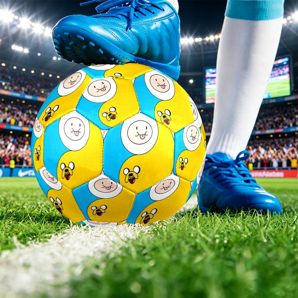 Adventure Time Printed Size 5 Standard Football, Waterproof PU Training Soccer Ball for Outdoor Sports