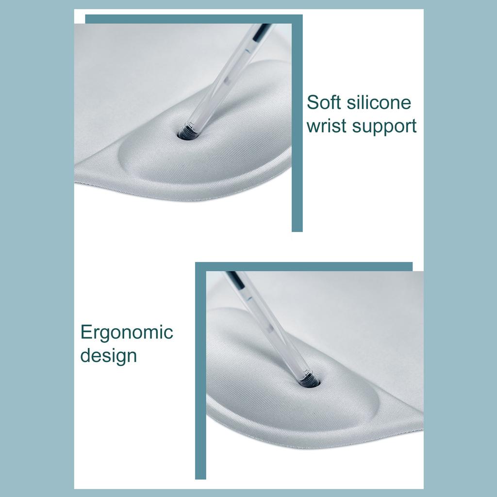 Wrist Rest Mouse Pad Gray Soft Silicone Ergonomic Design Nonslip PU Bottom Mouse Wrist Pad for Office Work Game Grey