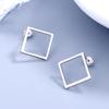 S925 Sterling Silver Personality Square Rhombic Ear Studs Fashion Simple Temperament Female All-Match Silver Jewelry