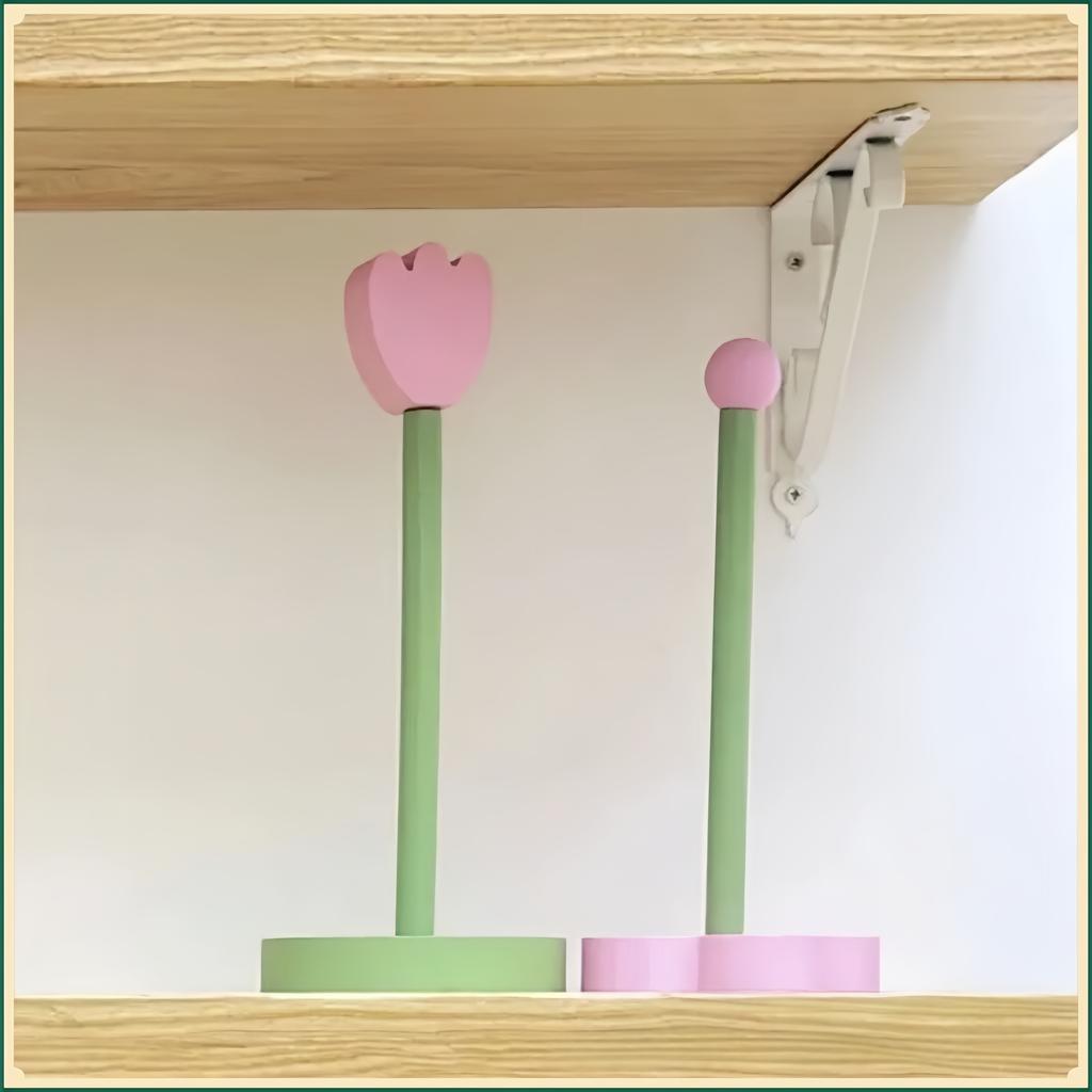 Tulip Wood Paper Towel Holder Kitchen Roll Paper Towel Holder Bathroom Tissue Vertical Stand Paper Towel Storage Holder