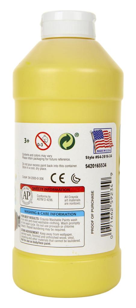 Краска Crayola Bottle Paint Yellow Single Color Bottle Легко смывается водой 473 мл 201634 Оригинальный продукт