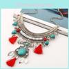Ethnic Style Simulation Gemstone Decoration Women Necklace With Tassel Design For Trendy Looks