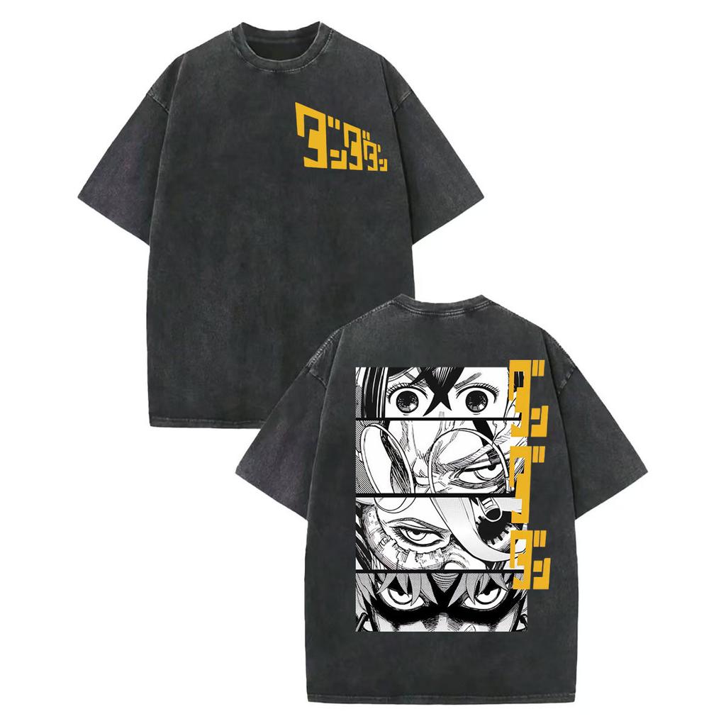 Винтажная выстиранная футболка Dandadan в стиле японского аниме для мужчин и женщин, Харадзюку, мультяшная, с коротким рукавом, модная, оверсайз