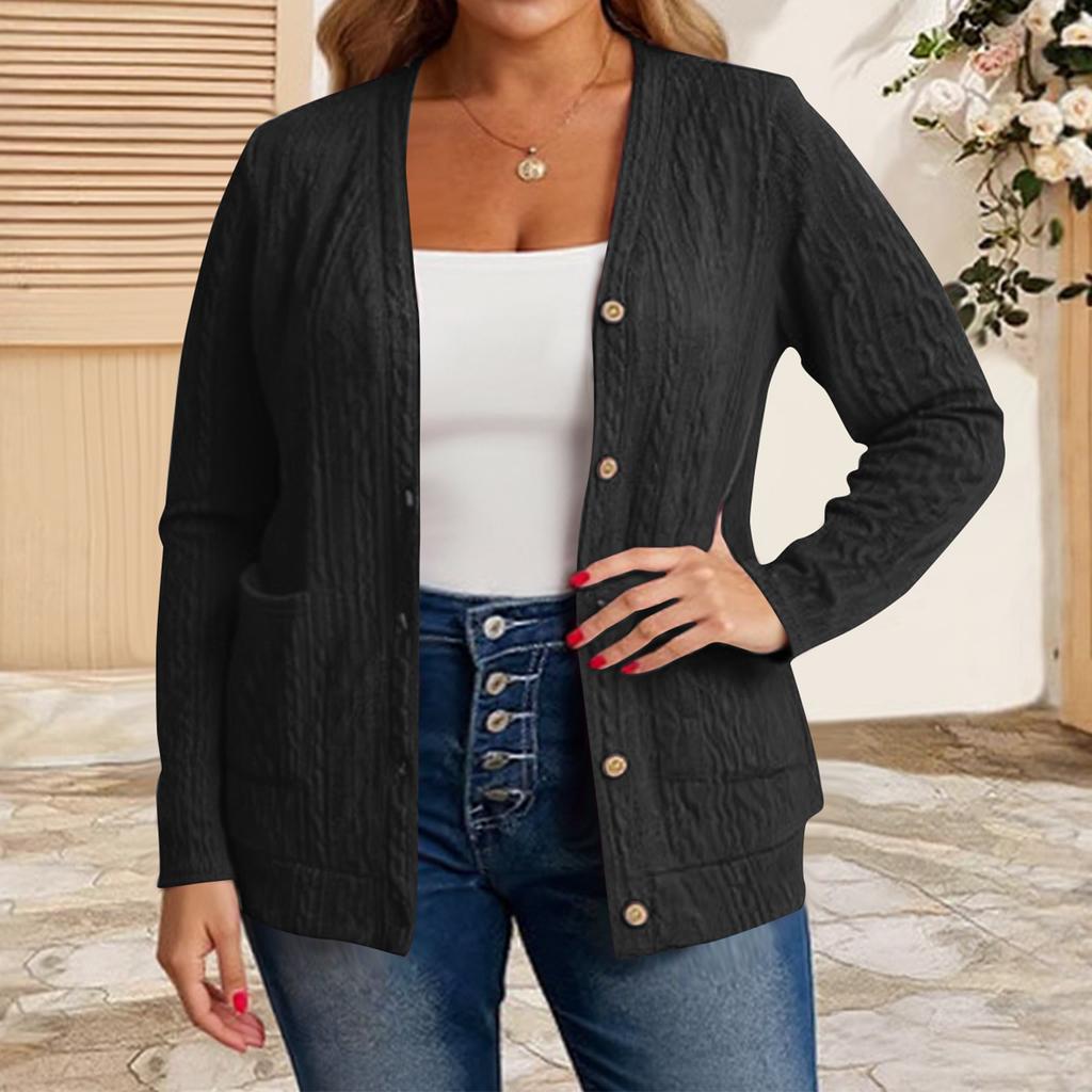 Women's Fashion Casual Plus Size Solid Color Long Sleeve Jacket