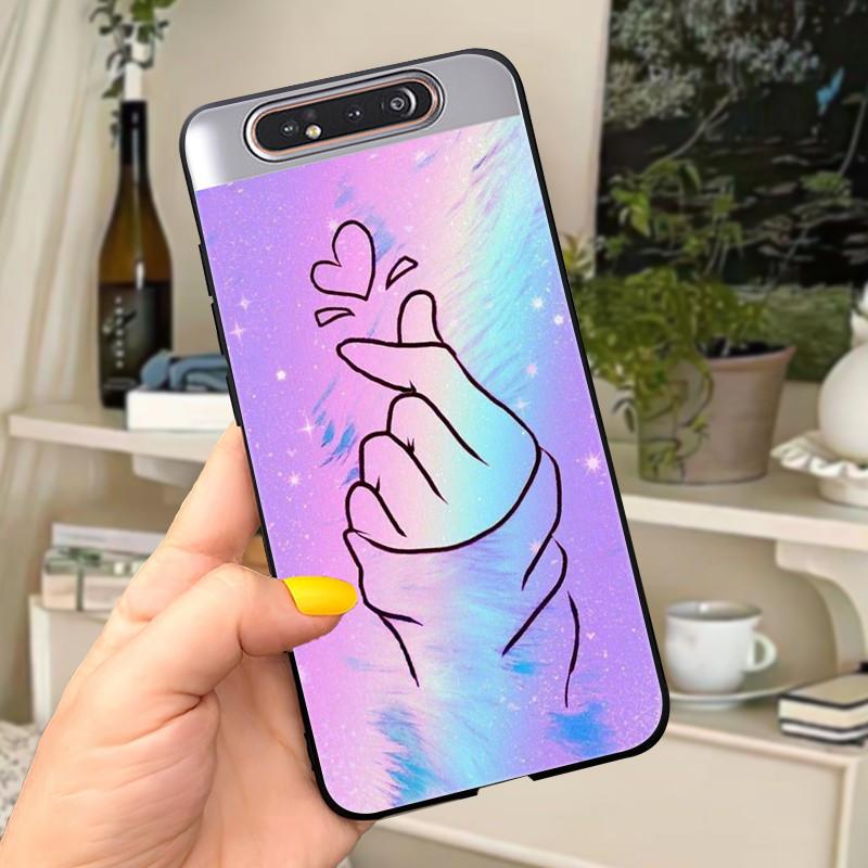 Case For Samsung A80 Case Soft Silicone Cartoon Back Cover For Samsung Galaxy A80 GalaxyA80 A 80 A805 Fundas shell Black coque