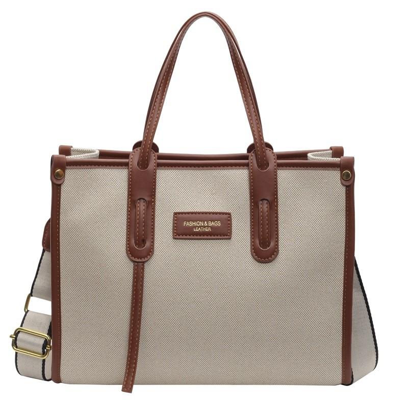 Канвасная сумка-тоут для женщин из ПУ-материала со швейной отделкой для повседневного использования